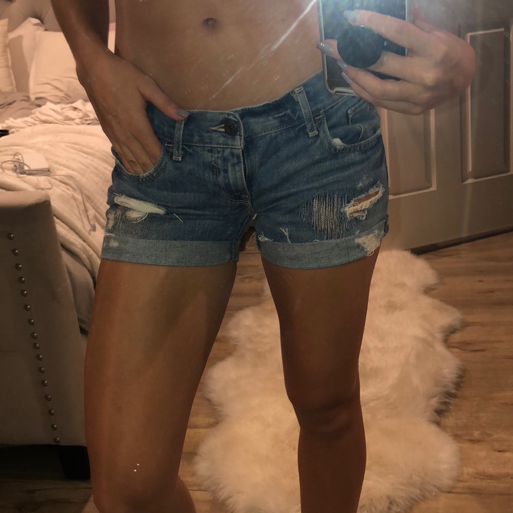 Abercrombie distressed jean shorts